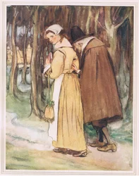 Una giovane fanciulla che guarda la lettera scarlatta